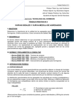 Curvas granulométricas ideales y curva mezcla de agregados