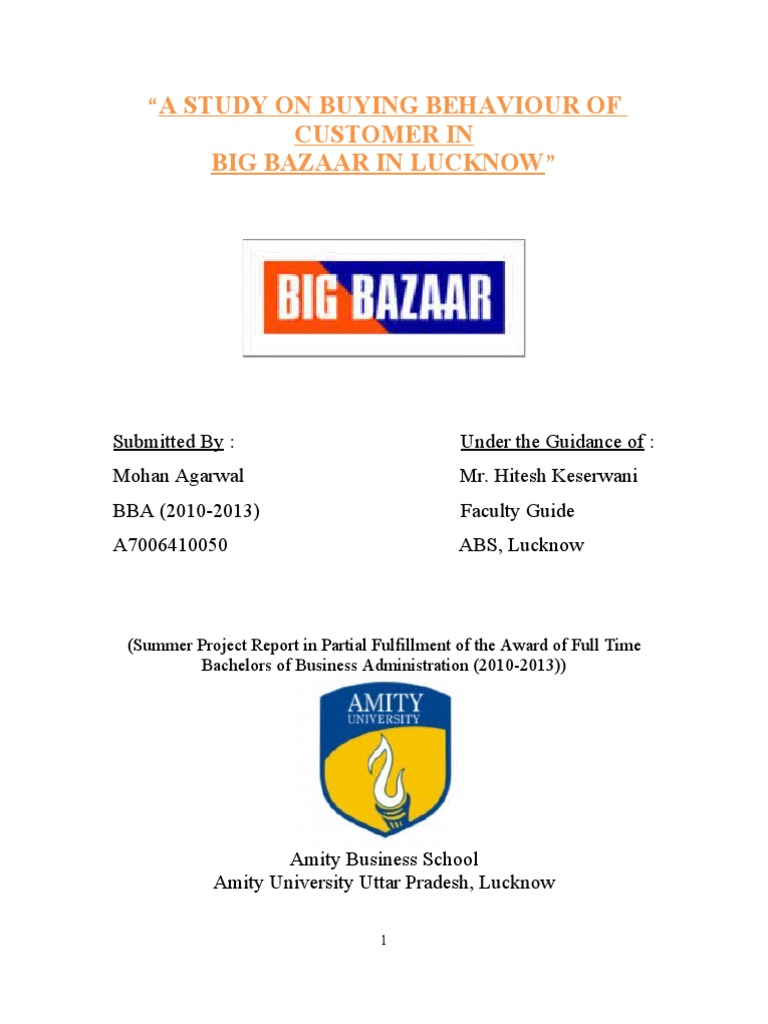 Big Bazaar | PDF | Retail | Sampling (Statistics)