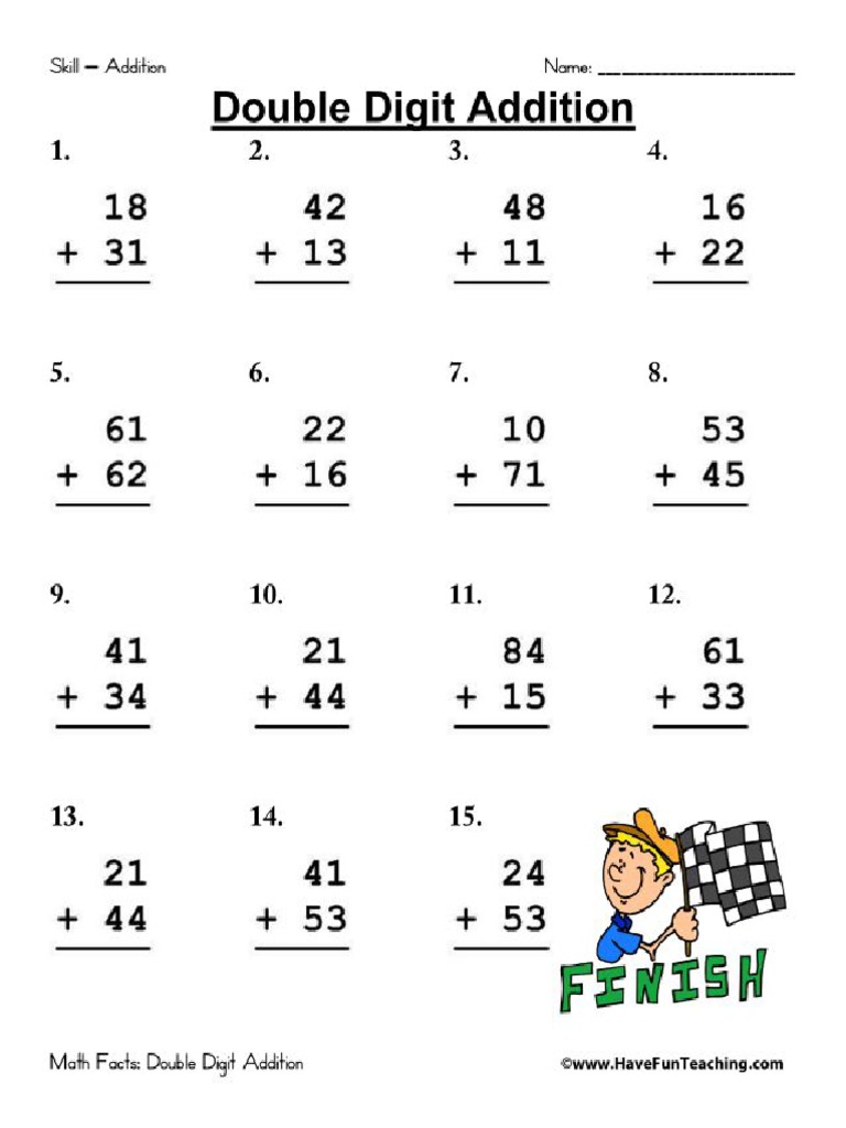 Double Digit Addition Worksheet | PDF
