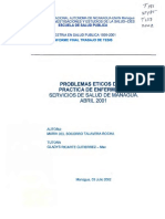 Problemas Eticos de La Practica de Enfermeria Servicios de Salud de Managua ABRIL 2001