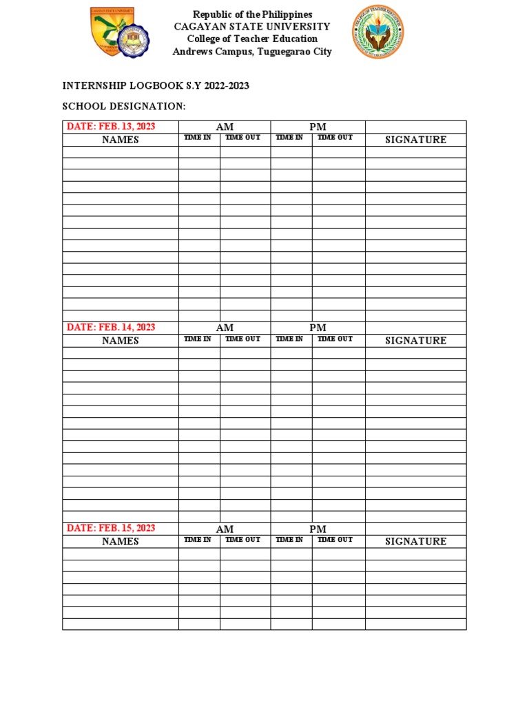 Internship Logbook Sy2223 PDF April Observances Observances