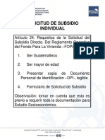 Requisitos para Subsidio INDIVIDUAL