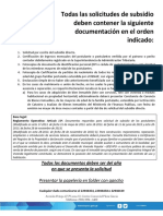 Documentos Solicitud de Subsidio