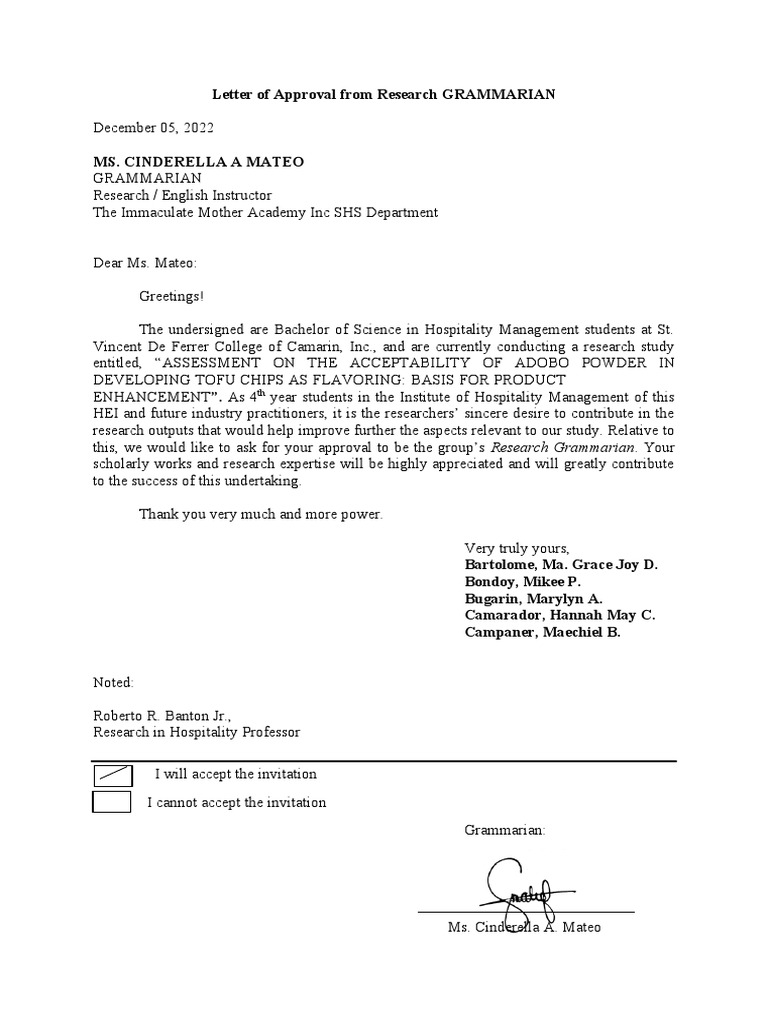 Approval Request for Research Grammarian | PDF