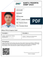 Kartu Peserta SNBP 2023: 423101089 Mahrizal 0044313493 SMK N 1 Lembah Melintang Kab. Pasaman Barat Prov. Sumatera Barat