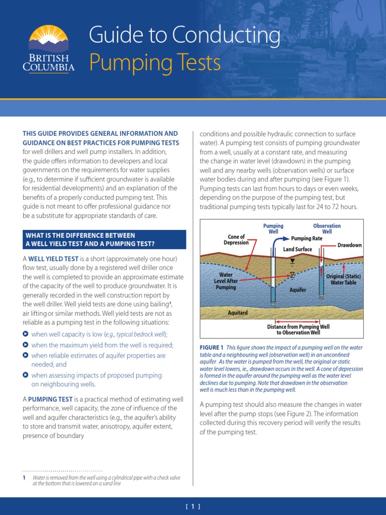 Pumping Tests: Guide To Conducting | PDF | Aquifer | Hydrogeology