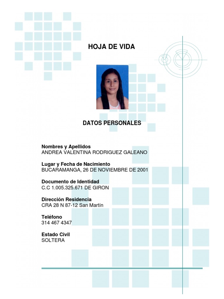 Hoja de Vida ANDREA VALENTINA . | PDF