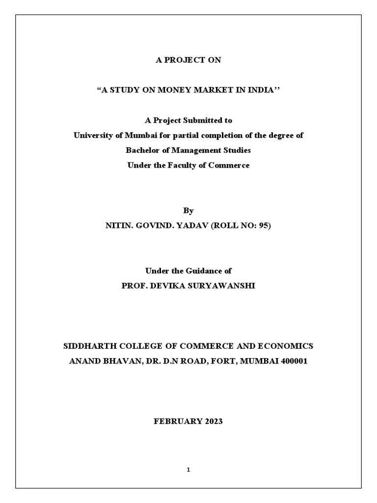 Study of India's Money Market | PDF | Financial Markets | Money Market