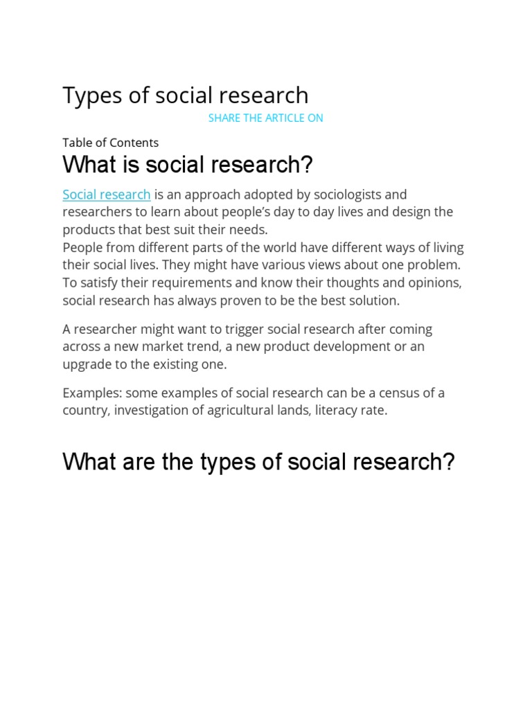 Types of Social Research PDF Social Research Deductive Reasoning