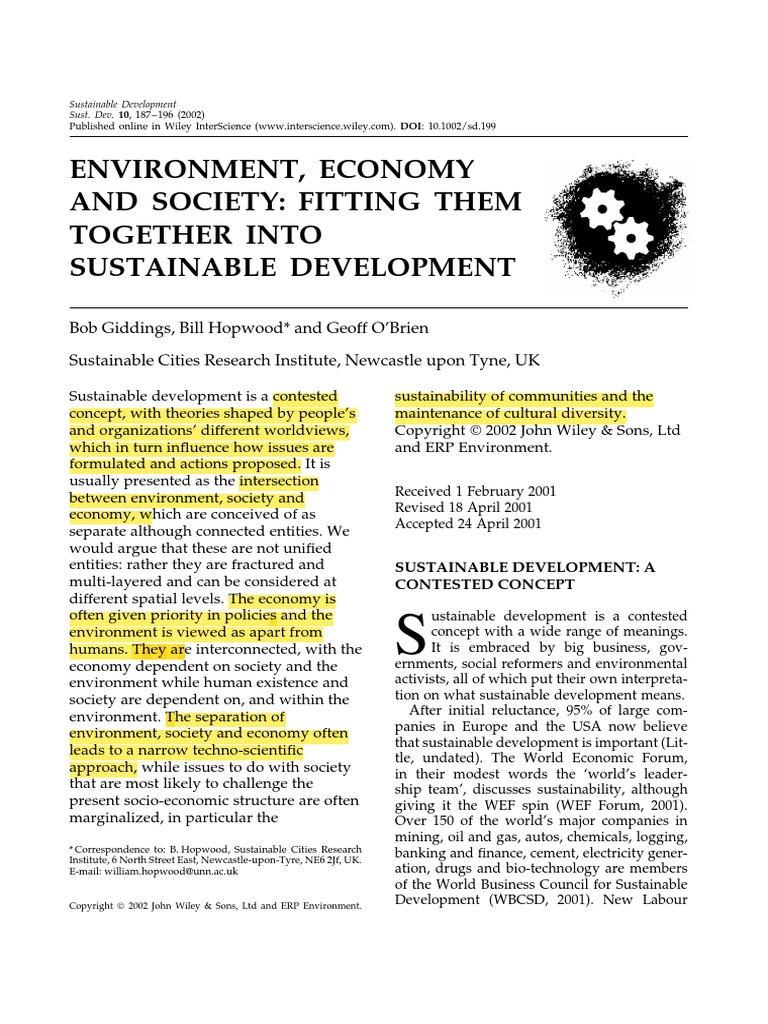 Environment, Economy and Society | PDF | Sustainability | Sustainable ...