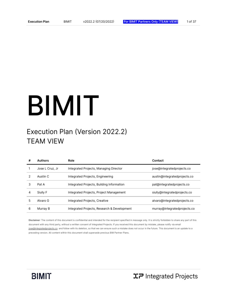 Bimit Execution Plan (v2022.2) Team View | PDF | Building Information ...