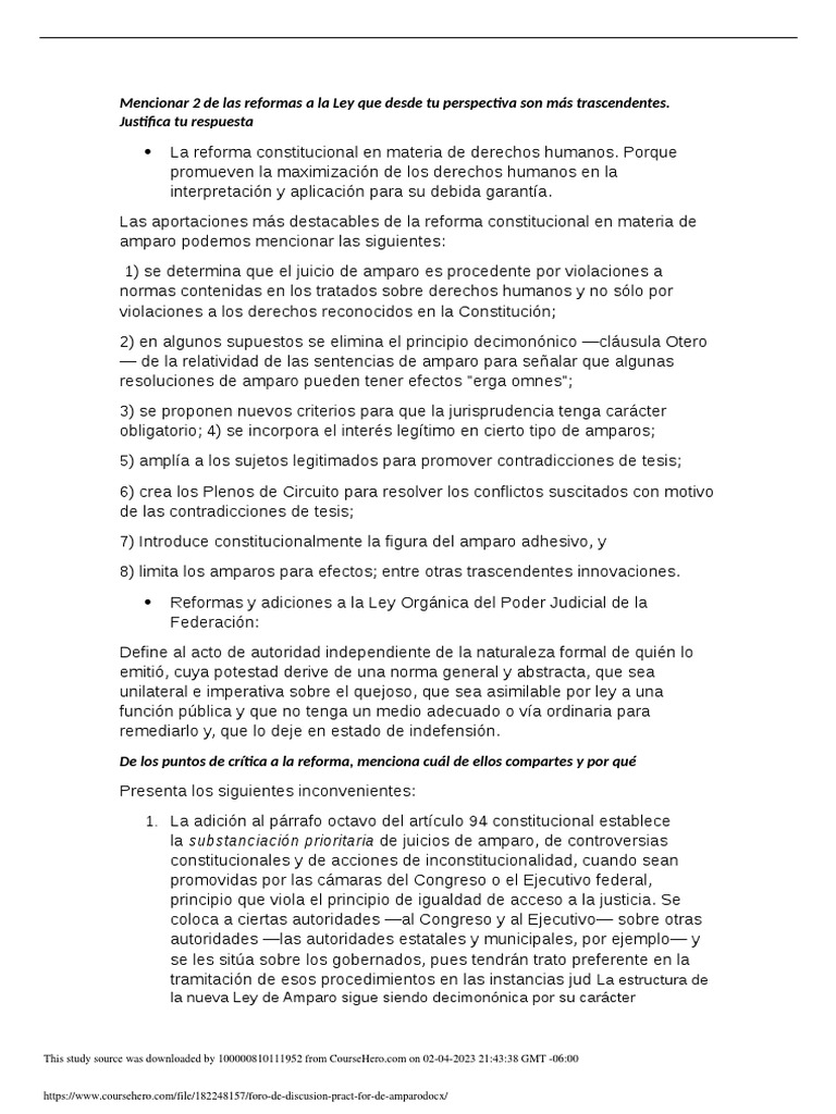 Reformas Clave en la Ley de Amparo | PDF | Caso de ley | Constitución