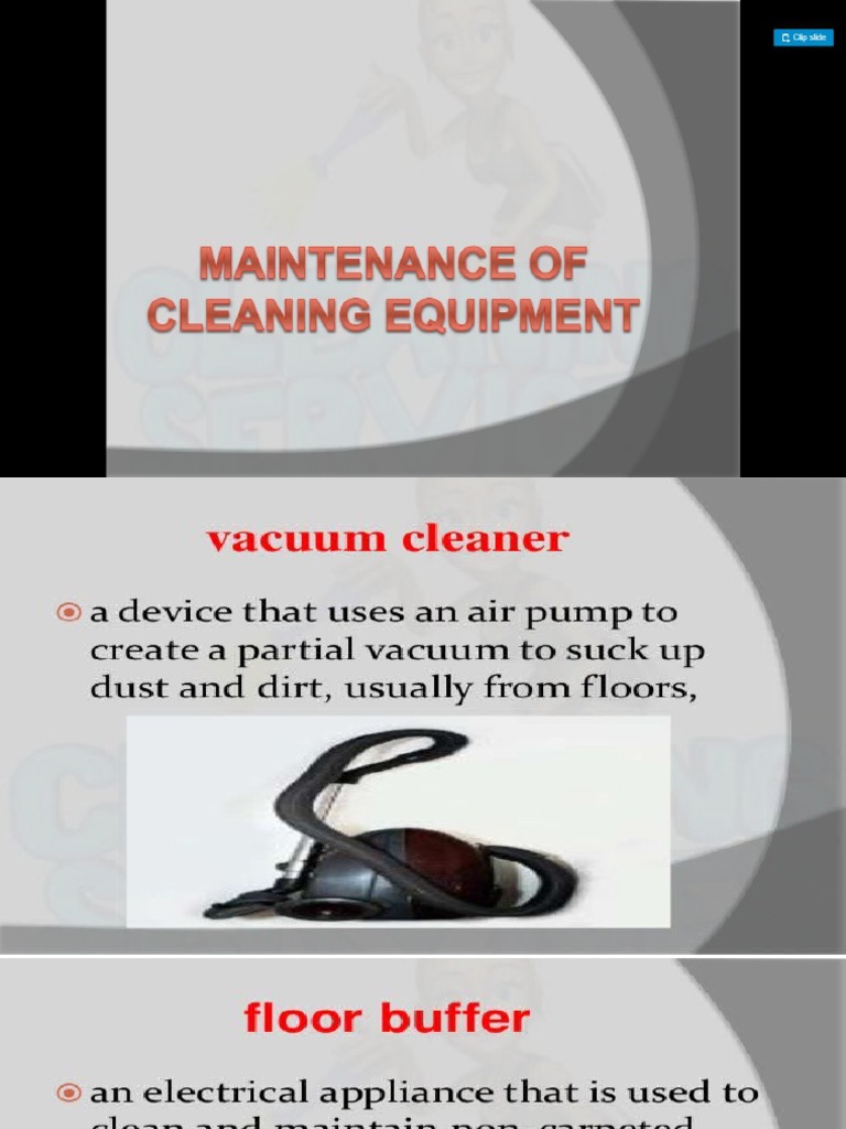 Maintenance of Cleaning Equipment PDF
