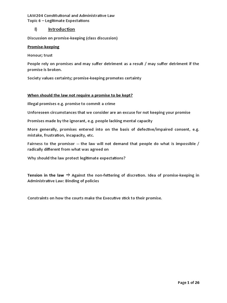 Consti topic 6 legitimate expectations pdf