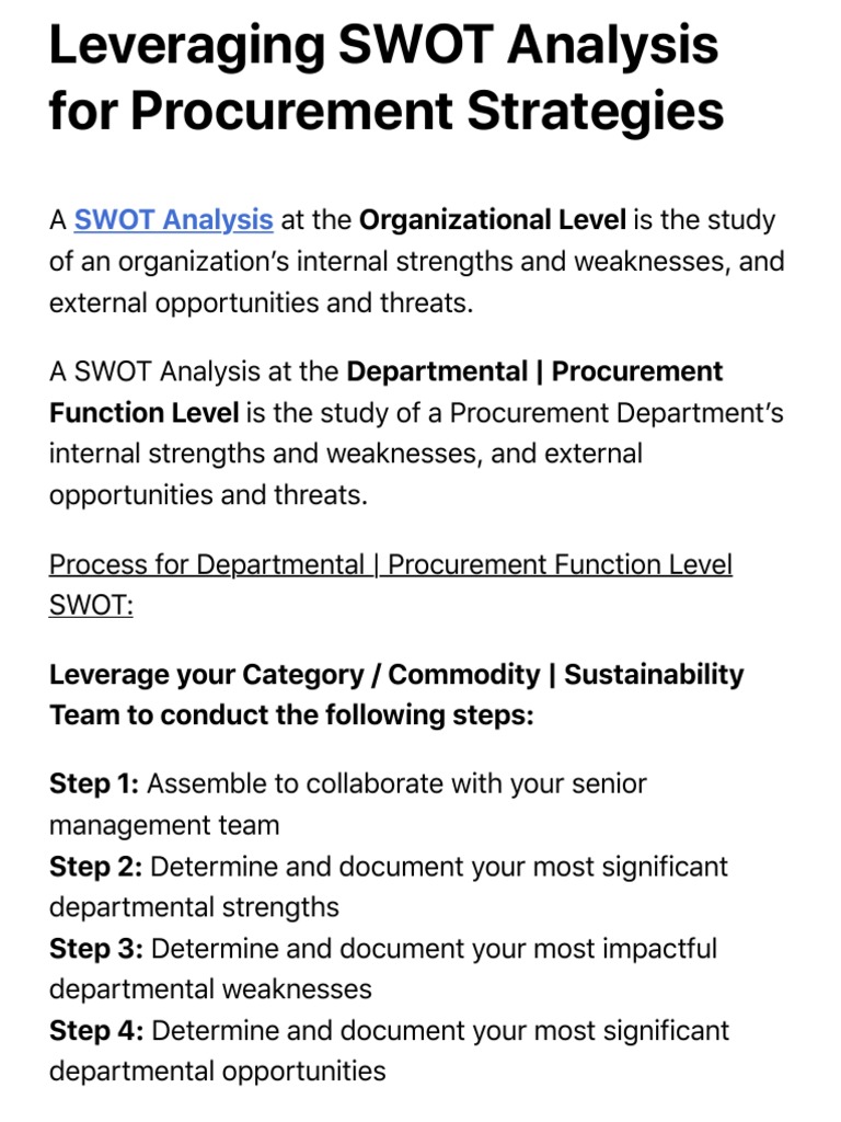 Procurement Swot Analysis Examples