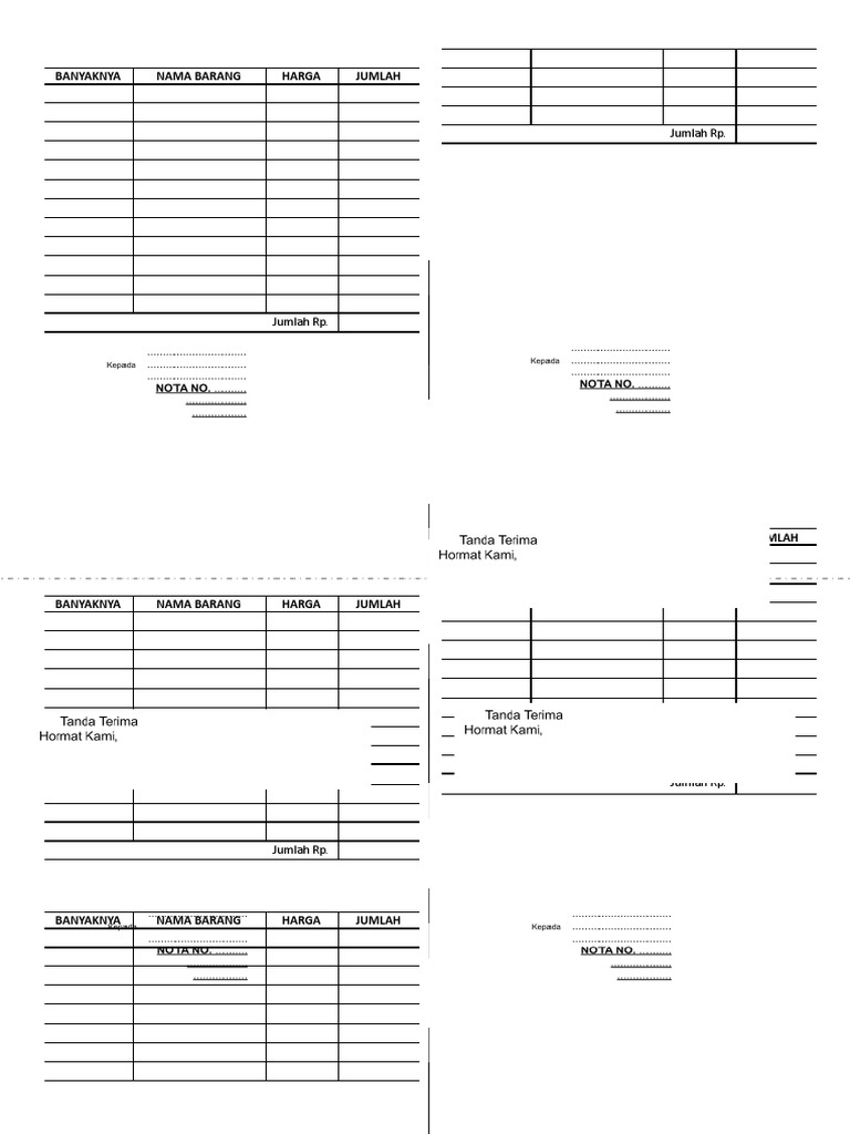 Template nota kosong pdf