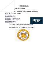 LAB MANUAL ON SYSTEM PROGRAMMING CONCEPTS