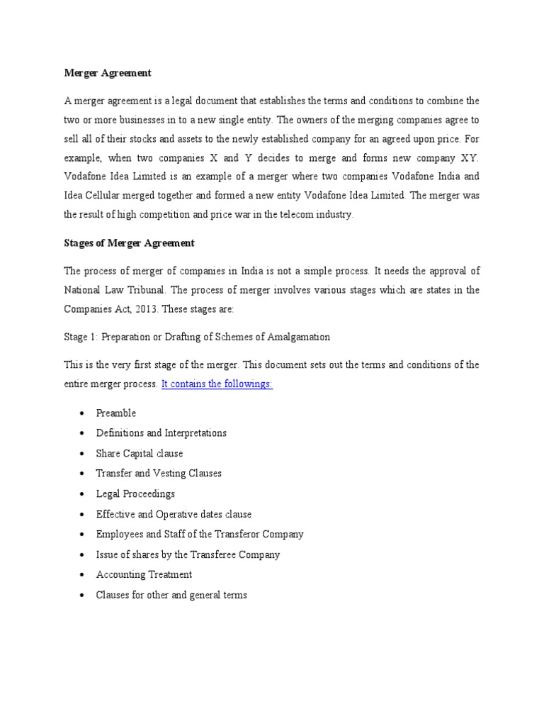 Key Stages in Merger Agreements | PDF | Mergers And Acquisitions ...
