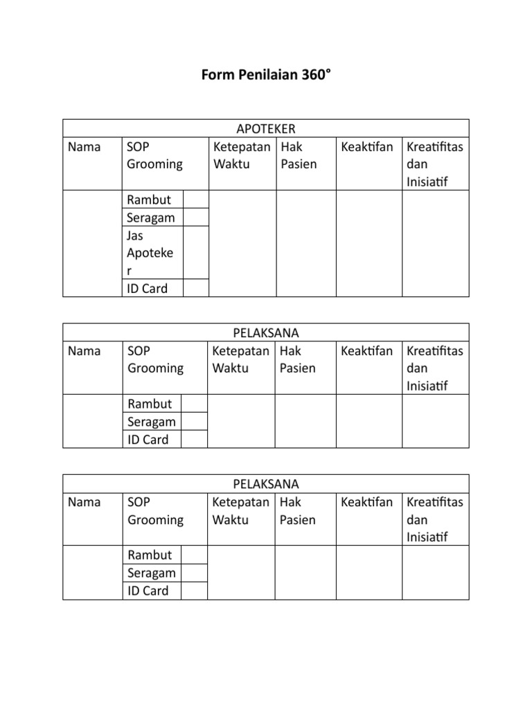 Form Penilaian 360 | PDF