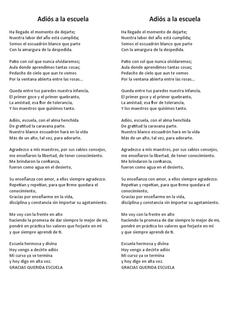 Poema de despedida a la escuela | PDF