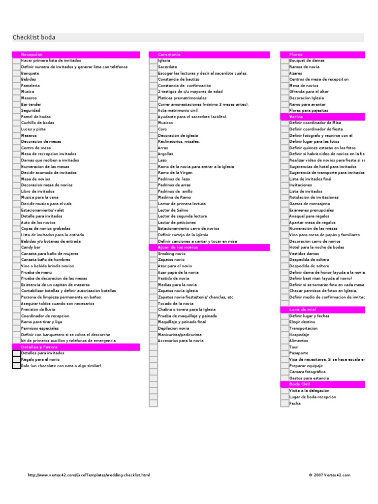 Checklist Boda | PDF | Ritos de pasaje | Boda, image size:768x1024