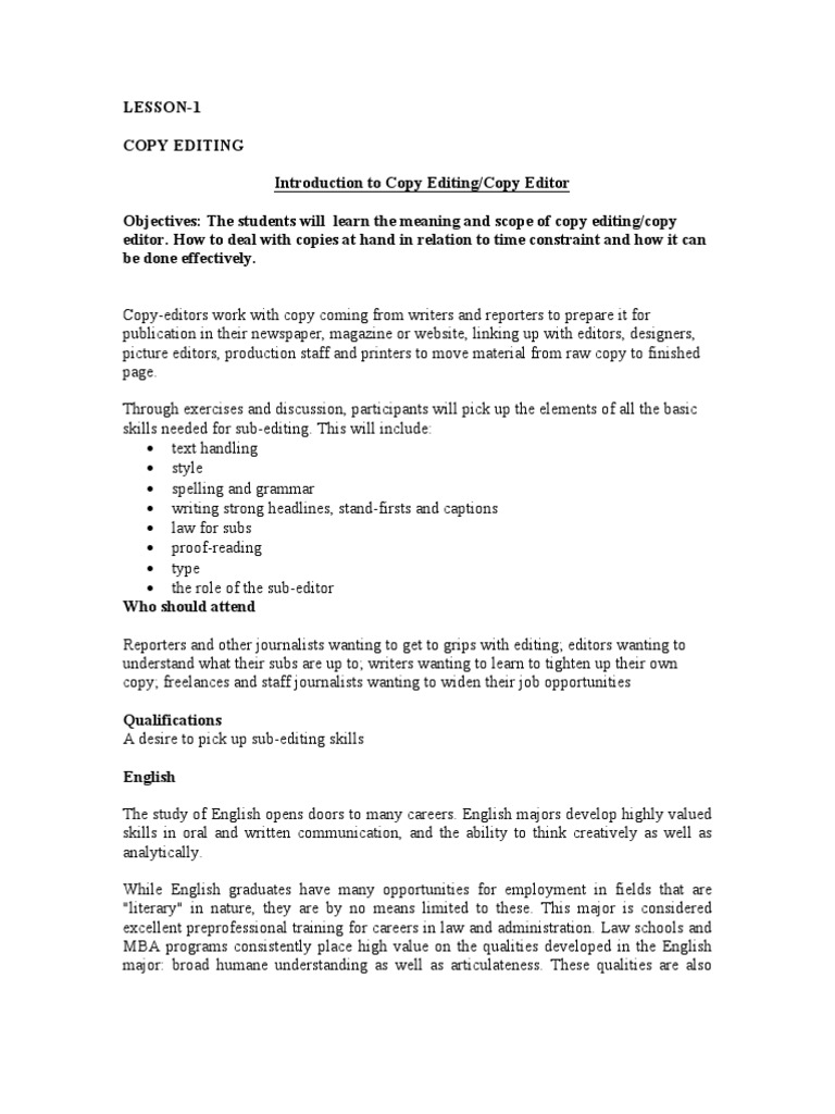Introduction to Copy Editing Skills | PDF | Copy Editing | News