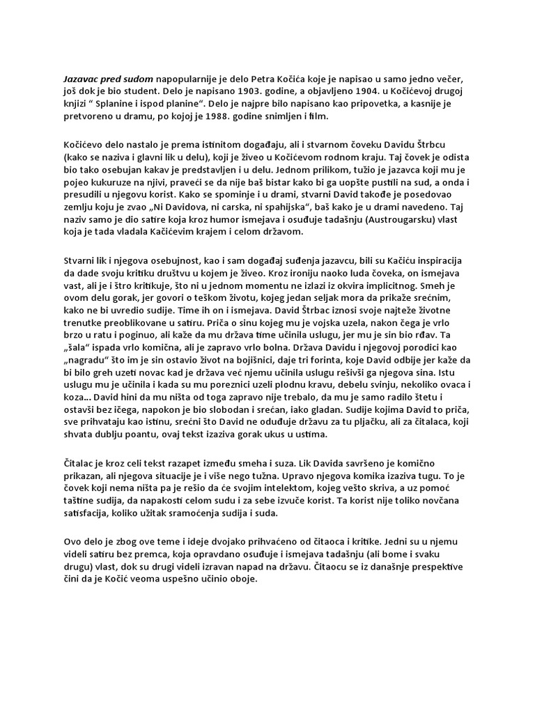 Jazavac Pred Sudom | PDF