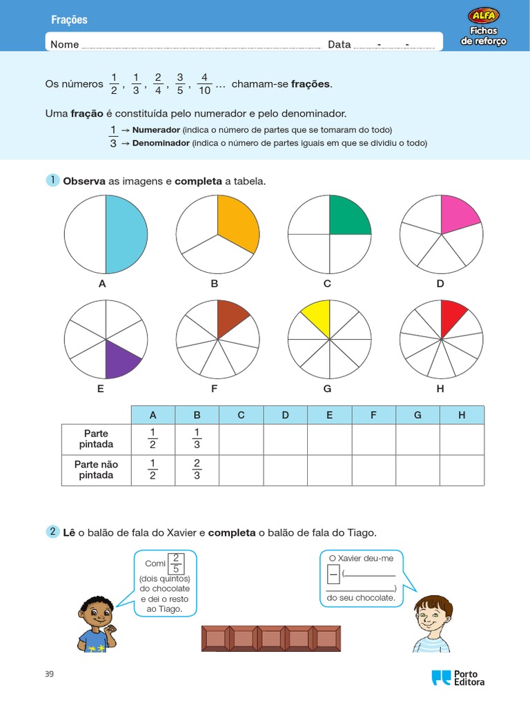 Leitura e escrita de frações | PDF | Codificações | Objetos matemáticos
