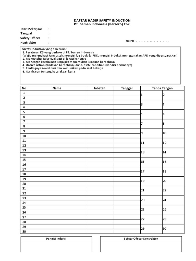 Persiapan Induksi Keselamatan Kerja | PDF