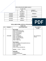 11-A, Annual Date Sheet & Syllabus