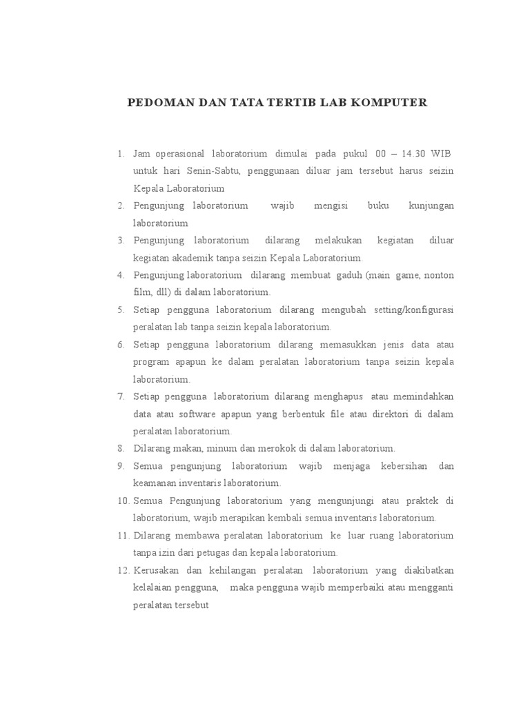 Pedoman Dan Tata Tertib Lab Komputer PDF