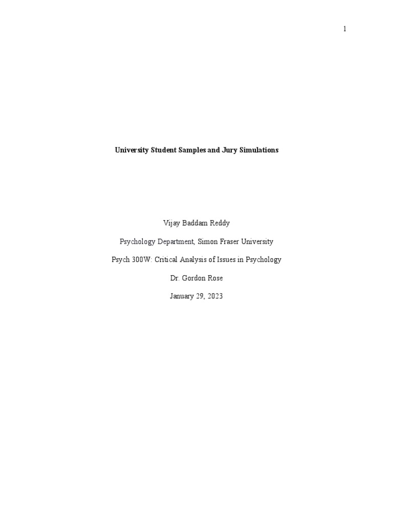 The adequacy of university student samples and jury simulations for