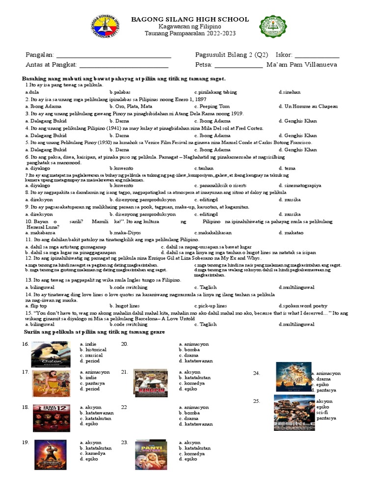 Pagsusulit 1 Q1 | PDF