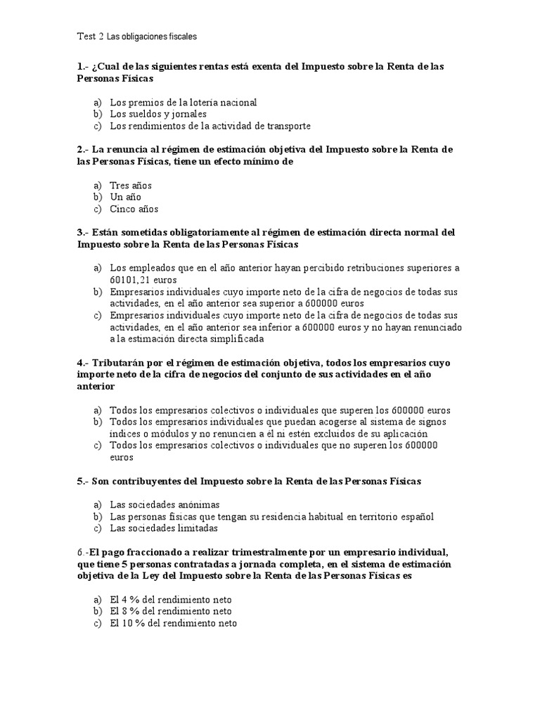 Obligaciones Fiscales en el IRPF | PDF | Impuesto sobre la renta ...