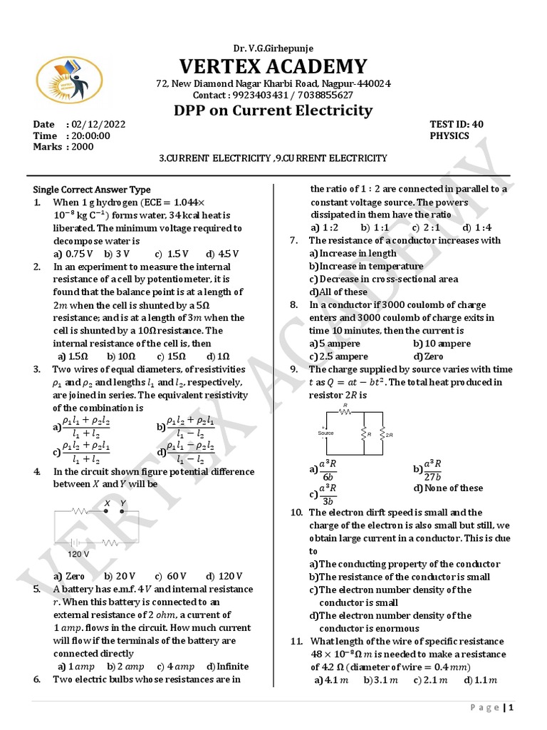 Test id 40 physics pdf electrical resistivity and conductivity