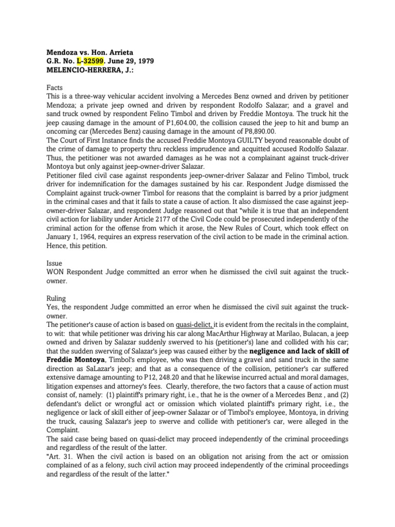 Mendoza vs hon arrieta obligations pdf lawsuit complaint