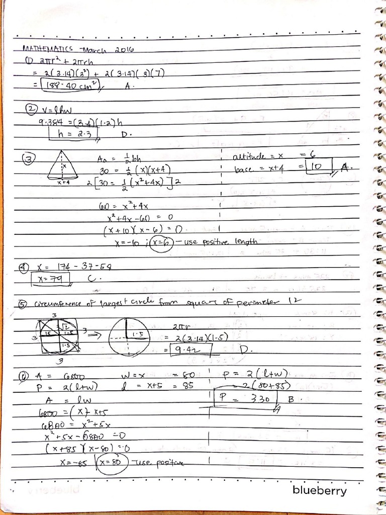 Math Major Actual Test 2016 With Solution | PDF