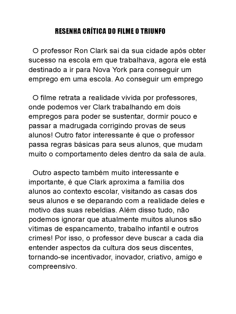 Resenha critica do filme o triunfo pdf