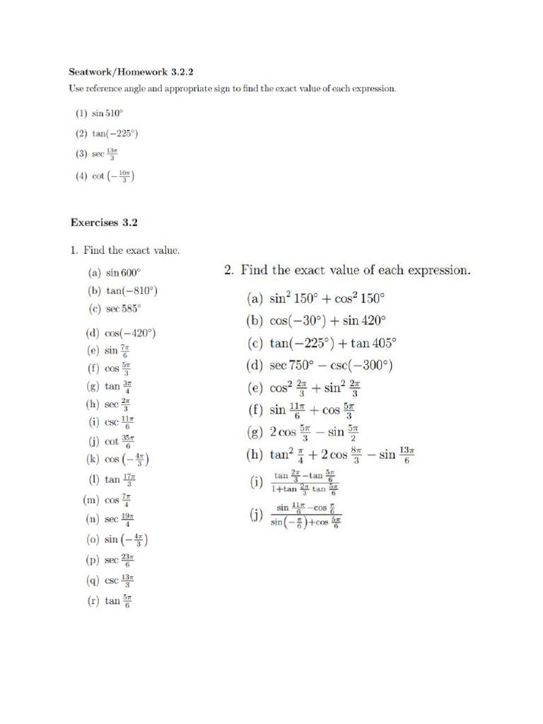 Unit Circle Activity PDF