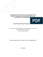 Determinants of Stock Prices in The Egyptian Stock Market: Traditional Asset Pricing Models Versus Behavioural Asset Pricing Models