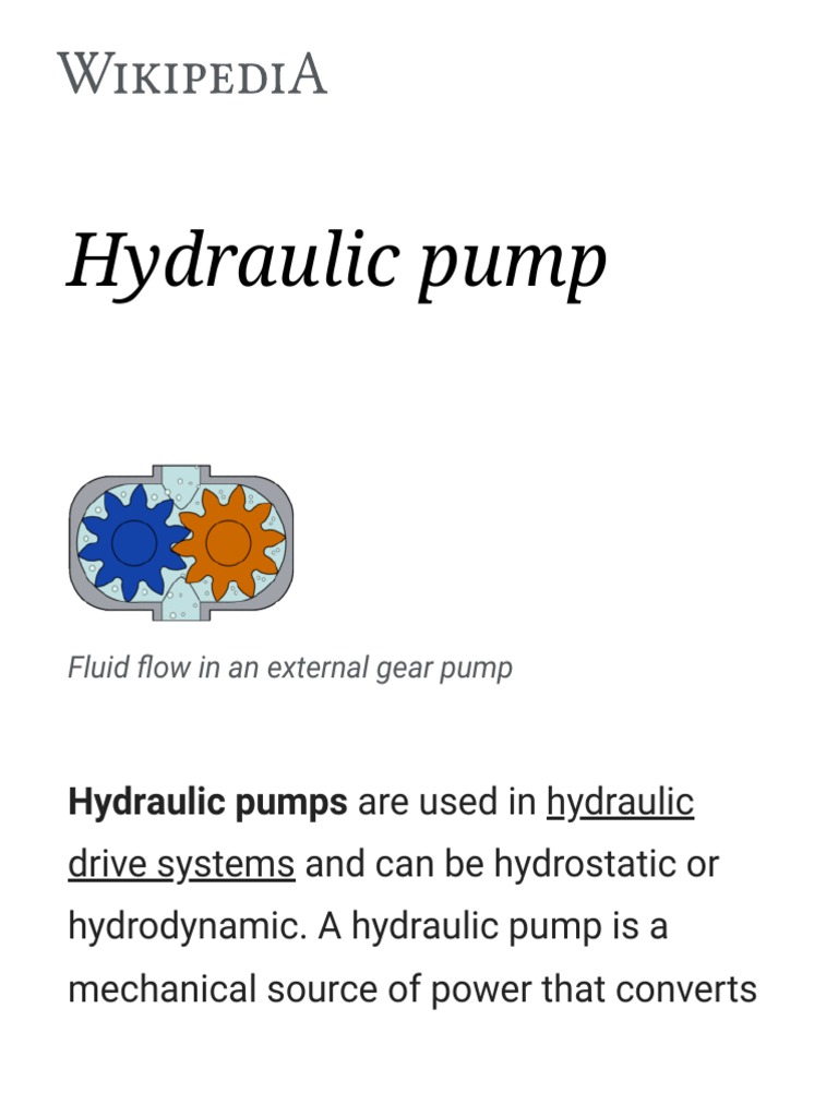 Hydraulic Pump Wikipedia PDF Pump Mechanical Engineering