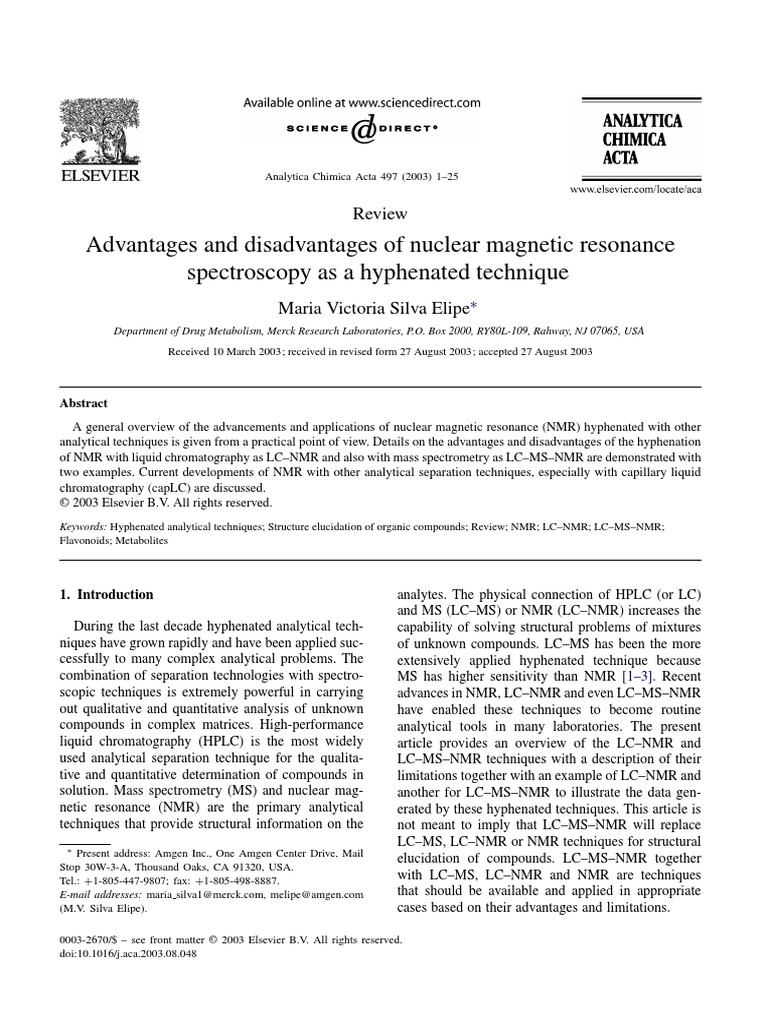 Advantages and Disadvantages of Nuclear Resonance Spectroscopy