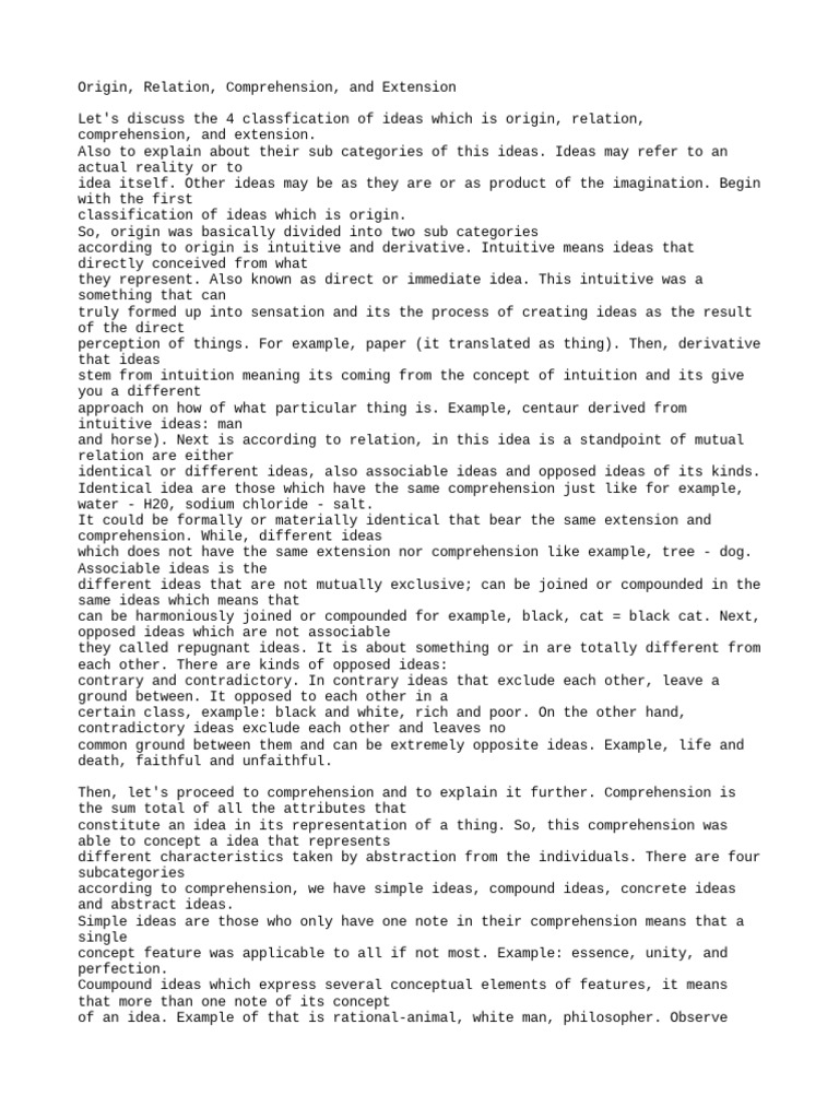 Classifications of Ideas Explained | PDF | Idea | Concept