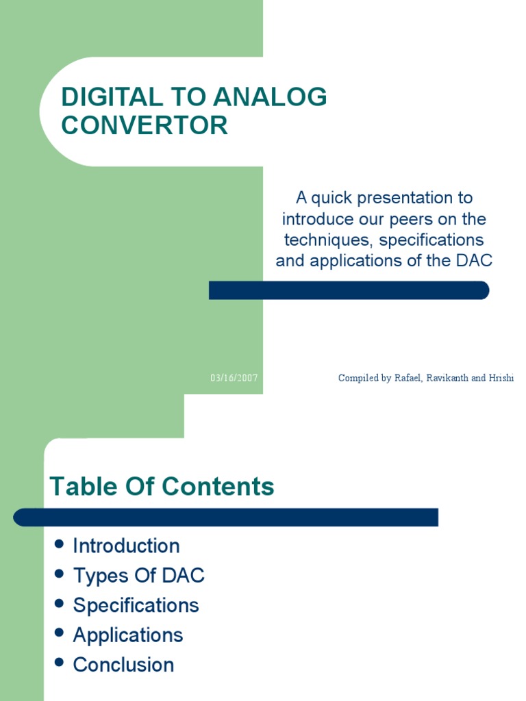 DAC Techniques and Applications Overview | PDF | Digital To Analog ...