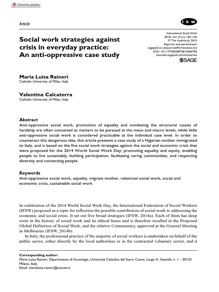 Raineri, M. L. and Calcaterra, V. (2018) SW Strategies Against Crisis ...