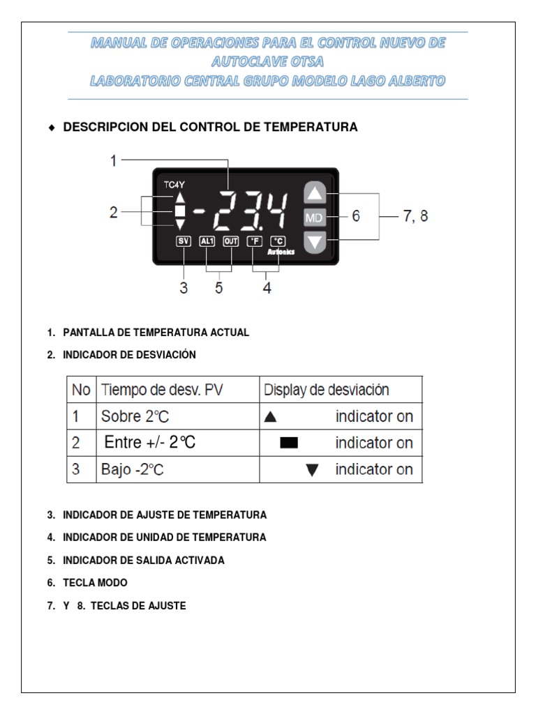 Manual de Operaciones para El Control Nuevo de Autoclave Otsa | PDF
