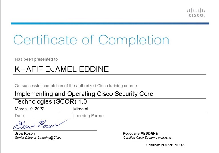 Cisco Certified Course Completion Certificate - 303 - 45893564 | PDF