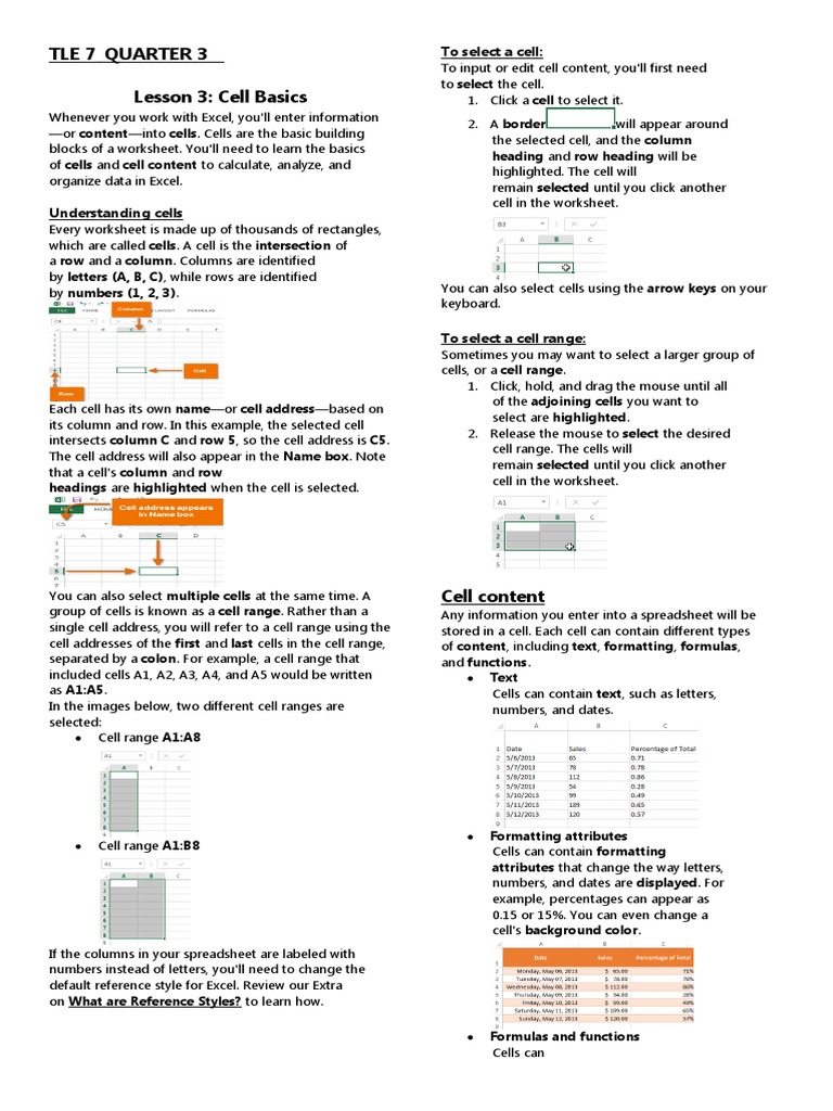 Lesson 3 | PDF | Spreadsheet | Microsoft Excel