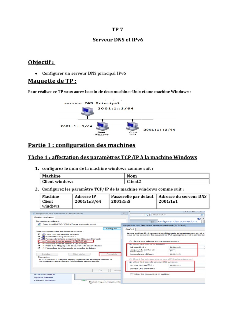 TP7-serveur DNS Et IPv6 | PDF | Adresse IP | Système de noms de domaines