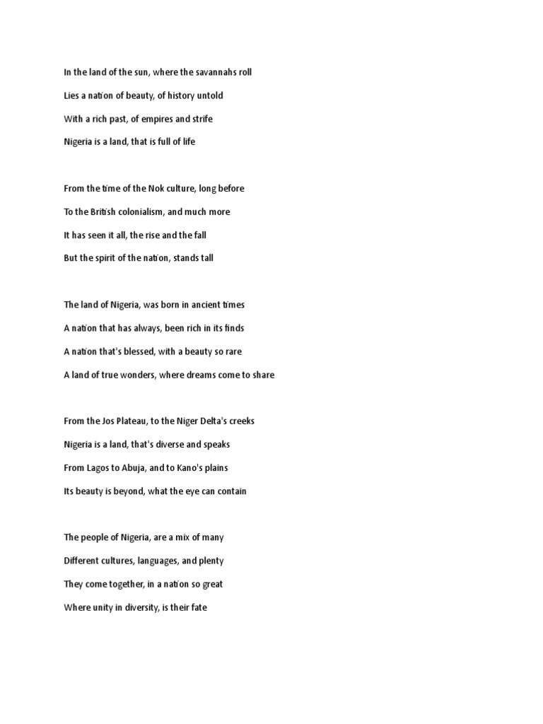 Poem On History Of Nigeria Pdf